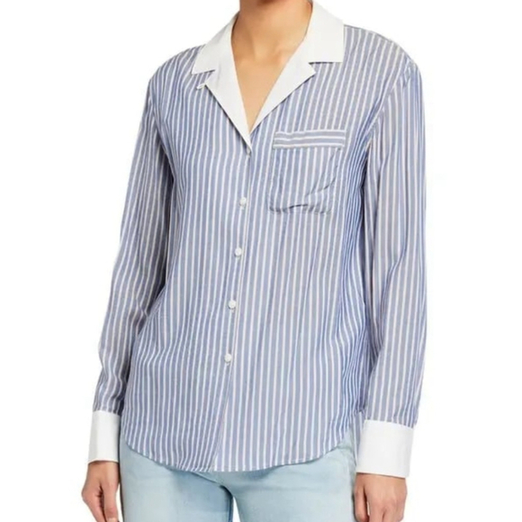 rag & bone Tops - Rag & Bone Amelia Striped Pajama Shirt Blue & White Button-Up Women's Size Small